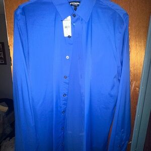 Express Blue Dress Shirt Vibrant Cotton Blend